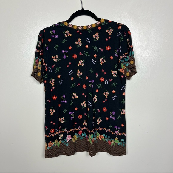 Johnny Was Janie Favorite Short Sleeve V Neck Swing Tee Small Floral Colorful - Picture 6 of 8